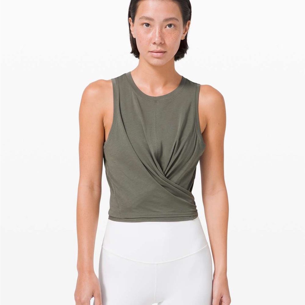 Lulu Lemon Olive Green Sleeveless Twist Top
